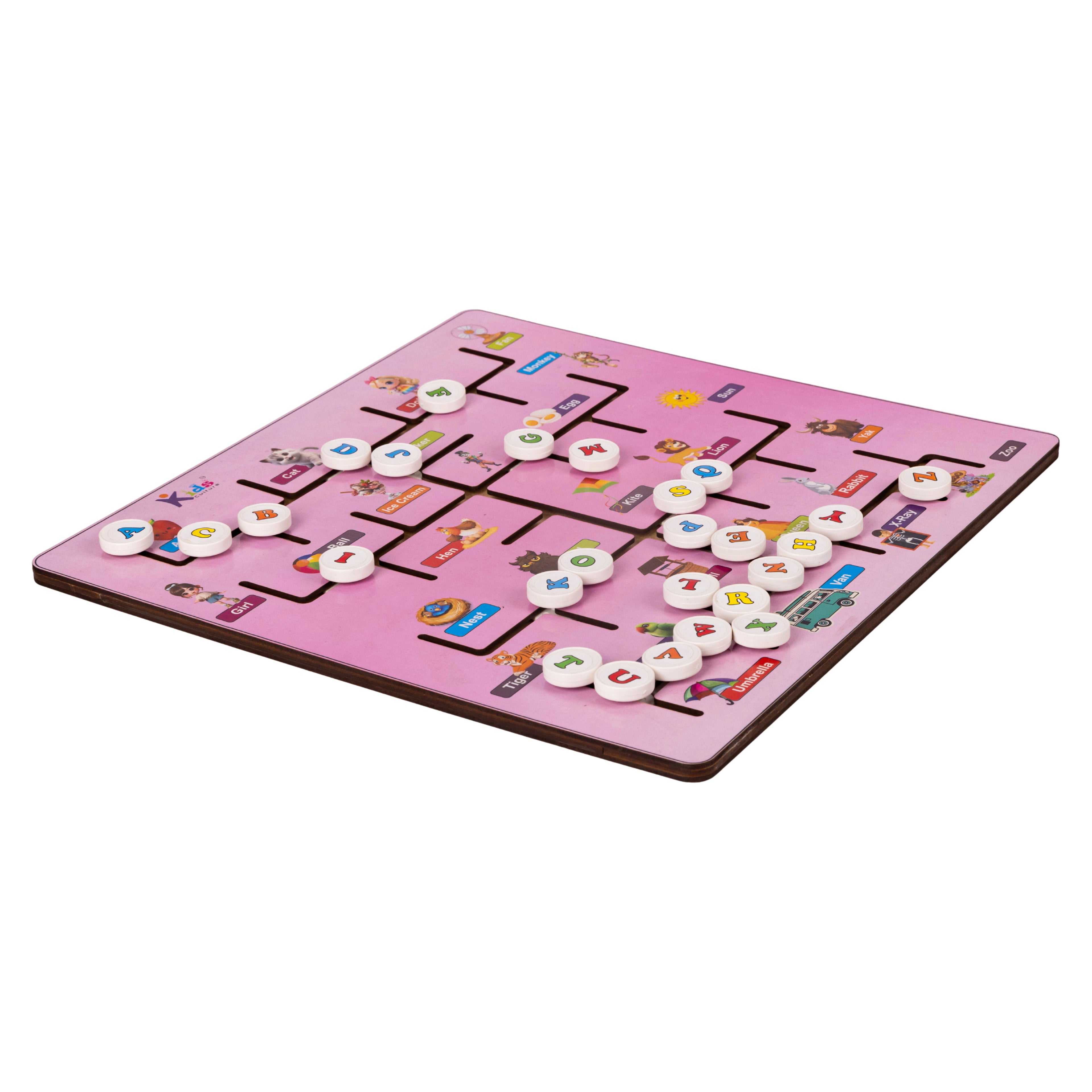 Wooden Alphabet Maze Puzzle Board with Letter Match & Writing Practice Slates for Early Learning (3+ Yrs)