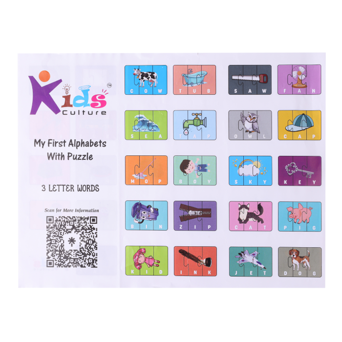 My First Alphabets with Puzzle | 147 Pcs 3 Letter Puzzle Kit with Coloring Book, Activities, Certificate | Early Learning Alphabet & Spelling Game for Kids 3+ Years