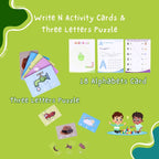 My First Alphabets with Puzzle | 147 Pcs 3 Letter Puzzle Kit with Coloring Book, Activities, Certificate | Early Learning Alphabet & Spelling Game for Kids 3+ Years