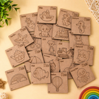 Kids Culture Little Explorer Colouring Kit for Kids 5+ Years | 35 Wooden Art Pieces + 35 Matching Colour Cards + Colour Set + Pencil Colours | DIY Educational Creative Colouring Activity Kit for Boys & Girls