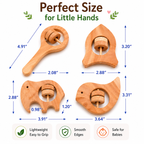 Neem Wood Baby Rattle Toy | Natural Teether & Sensory Toy for Kids | Safe Handmade Wooden Toy Set (4 Shapes)
