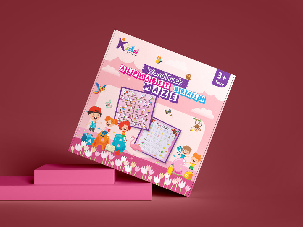 Wooden Alphabet Maze Puzzle Board with Letter Match & Writing Practice Slates for Early Learning (3+ Yrs)