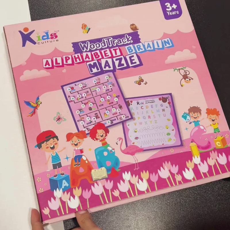 Wooden Alphabet Maze Puzzle Board with Letter Match & Writing Practice Slates for Early Learning (3+ Yrs)