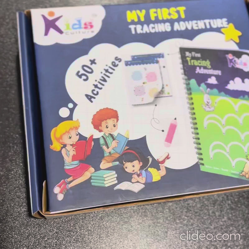 My First Tracing Adventure – Reusable Kids Tracing Book with Markers & Eraser | Early Writing Learning Toy (Ages 2–5) | Motor skills development
